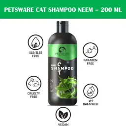 petsware 5 in 1 Cat Shampoo with Conditioner for Persian Cat,Kitten & for All Cat Types Anti-fungal, Anti-itching, Flea and Tick, Conditioning, Anti-Bacterial, Anti-microbial Neem Cat Shampoo image 4