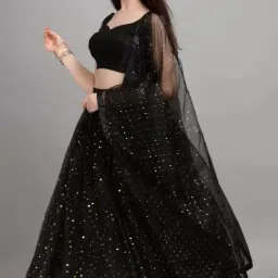 Embellished, Self Design Semi Stitched Lehenga & Crop Top-7