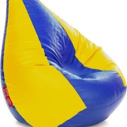 XXXL Premium Leatherette Classic Blue Yellow Color Teardrop Bean Bag With Bean Filling-image-19