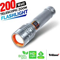 Metal Body Zoomable torch 2 Km Long Range 5 Mode with SOS Blinker 5 hrs Torch Emergency Light-21