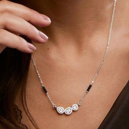 MINUTIAE Silver-Plated AD & Crystals-Studded & Beaded Mangalsutra-22