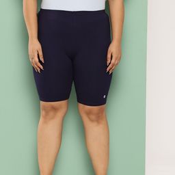 Leading Lady Women Navy Blue Pure Cotton Solid High-Rise Lounge Shorts-image-19