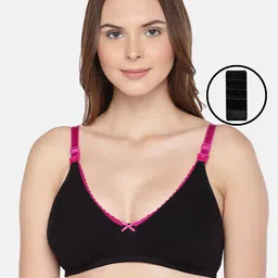 Inner Sense Black Organic Cotton Antimicrobial Laced Soft Nursing Bra with an extender-27