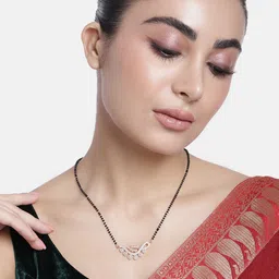 ABDESIGNS Rose Gold-Plated American Diamond & Beaded Mangalsutra-48