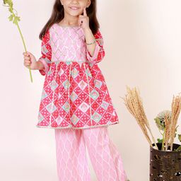 Superminis Girls Ethnic Motifs Printed Gotta Patti A-Line Pure Cotton Kurta with Sharara-24