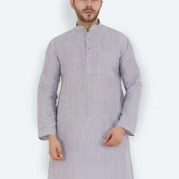 Latest Chikan Garments Men Grey Solid Straight Fit Cotton Kurta-image-76
