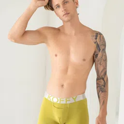 KOFFY Men Mid Rise Front Open 4 Way Stretch Cotton Lycra Trunks KOF_KI24_MTK_GOLDLM-picture-41