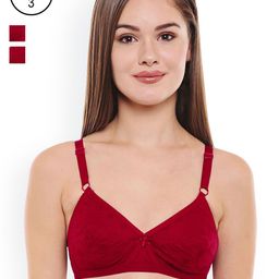 Bodycare Red Self Design Non-Wired Non Padded Everyday Bra-23