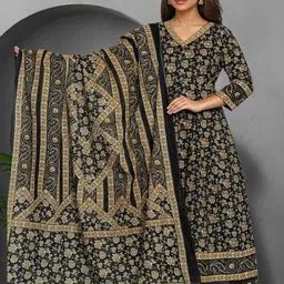 Rangita Women Floral Embroidered Regular Beads and Stones Pure Cotton Kurta with Trousers & With Dupatta-picture-14