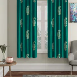 Home Sizzler Green Set of 2 Ethnic Motifs Window Curtain-1