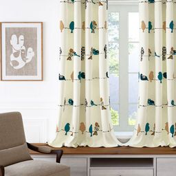 Story@home White & Teal Quirky Cotton Room Darkening Window Curtain-image-85