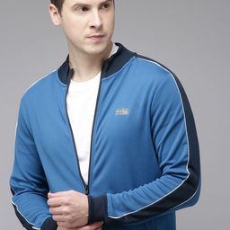 Jack & Jones Men Blue Navy Blue Solid Bomber Jacket With Shoulder Taping Detail-picture-49