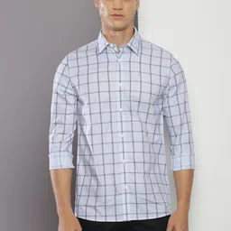 Calvin Klein Jeans Slim Fit Windowpane Checks Pure Cotton Casual Shirt-image-73