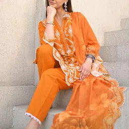 Libas Women Ethnic Motifs Embroidered Regular Thread Work Kurta with Trousers & Dupatta-44