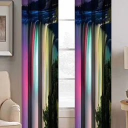 BELLA TRUE Black & Red Set of 2 Quirky Room Darkening Door Curtain-11