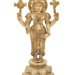 Exotic India Gold-Toned Lord Venkateshwara as Balaji at Tirupati In Brass Showpiece-image-31