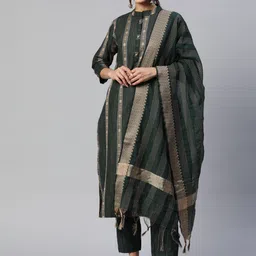 Vbuyz Woven Design Thread Work Kurta With Trousers & With Dupatta-53