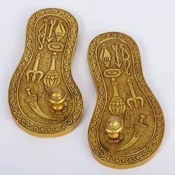 Exotic India Gold Toned 2 Pieces Religious Charan Paduka Khadau Showpieces-image-13