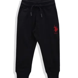 U.S. Polo Assn. Kids Boys Solid Regular Fit Mid-Rise Knitted Pure Cotton Joggers-picture-4