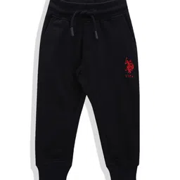 U.S. Polo Assn. Kids Boys Solid Regular Fit Mid-Rise Knitted Pure Cotton Joggers-picture-5