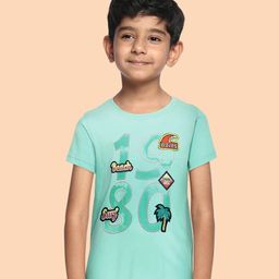 Gini and Jony Boys Sea Green Pure Cotton Printed Applique Pure Cotton T-shirt-image-83
