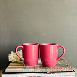 Folkstorys Pink Set Of 2 Ceramic Glossy Mugs 300ml Each-26