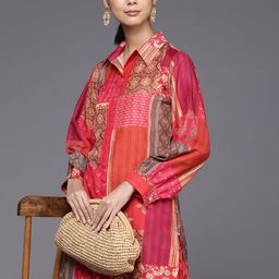 Varanga Women Printed Shirt Collar Straight Kurta With Trousers-image-28