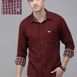 Roadster Men Maroon Regular Fit Checked Casual Reversible Sustainable Shirt-image-70