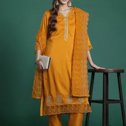 Indo Era Paisley Embroidered Sequinned Kurta with Trousers & With Dupatta-image-33