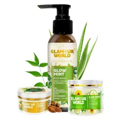 Glamour World Ayurvedic Set Of 3 Face Wash-100ml With Moisturizer-100ml & Mint-50ml-7