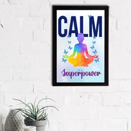 eCraftIndia Blue & White "Calm Is a Superpower" Motivational Quote Satin Matt Texture UV Art Painting-picture-36