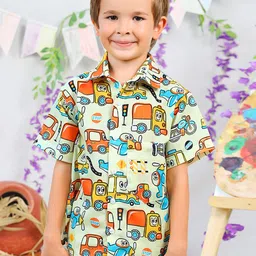 Jilmil Boys Conversational Printed Spread Collar Cotton Casual Shirt-image-63
