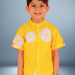 LIL DRAMA Boys Standard Tie & Dye Mandarin collar Cotton Casual Shirt-picture-36