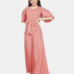 FASHION DREAM Girls Cold Shoulder Flutter Sleeves Culotte Jumpsuit-23