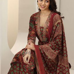 Libas Women Floral Printed Regular Sequinned Kurta with Trousers & With Dupatta-1
