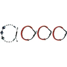 Dynamic Retail Global Set of 4 Evil Eye & Black Thread Men Cuff Bracelet-17