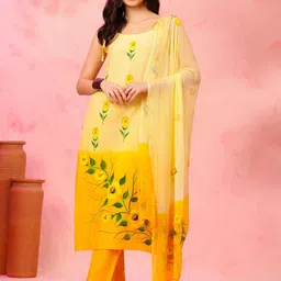 Anouk Floral Printed Shoulder Straps Pure Cotton Straight Kurta With Pyjamas & Dupatta-28
