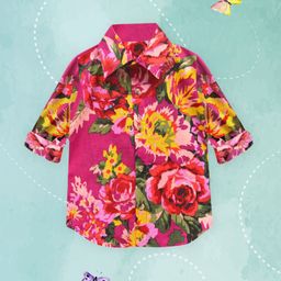 A T U N Boys Magenta Classic Floral Printed Pure Cotton Casual Shirt-image-13
