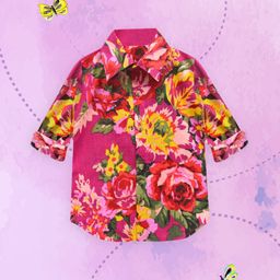 A T U N Boys Magenta Classic Floral Printed Pure Cotton Casual Shirt-image-14
