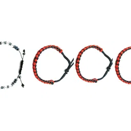 Dynamic Retail Global Set of 4 Evil Eye & Black Thread Men Cuff Bracelet image 2