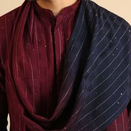 KISAH Men Embellished Regular Fit Sequinned Kurta Trouser Dupatta Set image 3