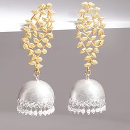 Rubans Gold-Plated & Silver-Toned Handcrafted Dome Shaped Jhumkas-57