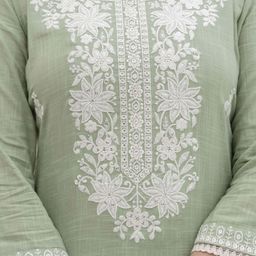Anouk Floral Embroidered Thread Work Pure Cotton Straight Kurta With Trousers & Dupatta image 4
