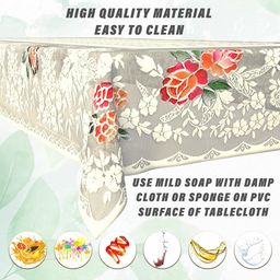 Kuber Industries Cream & Yellow Self-Design 6-Seater Rectangular Table Cover image 2