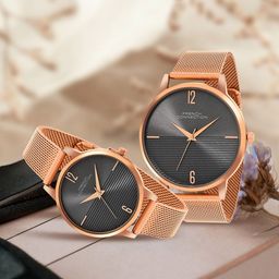 French Connection His And Her Stainless Steel Straps Analogue Watches FCN00061D-68