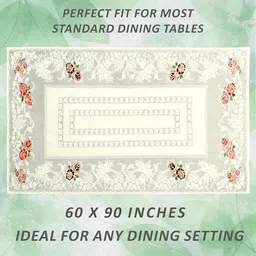Kuber Industries Cream & Yellow Self-Design 6-Seater Rectangular Table Cover image 5