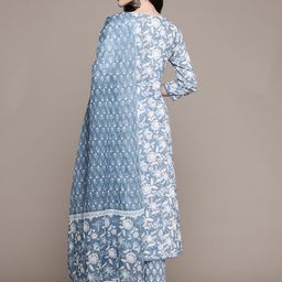 R RANAK CREATION Floral Printed Pure Cotton Kurta with Palazzos & With Dupatta image 4