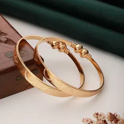 Aadvik Designs Women Set Of 2 Gold-Plated Stone-Studded Adjustable Bangles-11