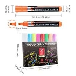 INOG Mobee Chalk Markers Reversible Tip Chalkboard Markers Blackboard Marker for Non Porous Chalk Board Pack of 8 (Set of 8, Multicolor) image 3