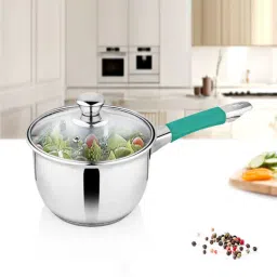 urbanspoon Cree Stainless Steel Induction Friendly 1.6 Ltr Sauce Pan with Glass Lid-picture-2